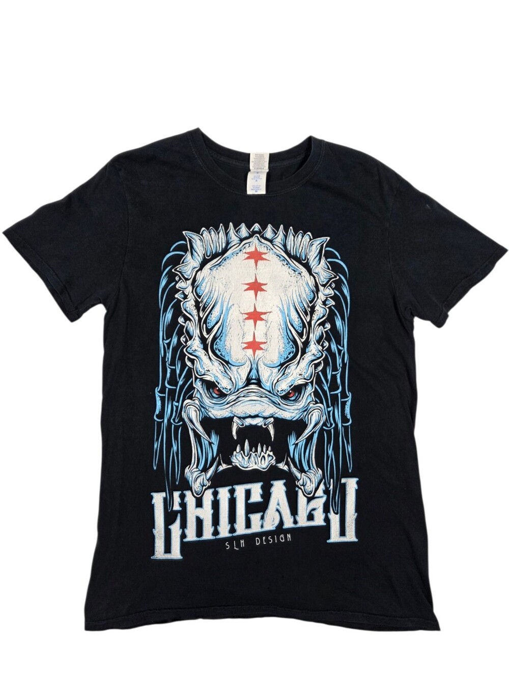 Predator Chicago Graphic T-Shirt SLH Designs Streetwear Horror Goth Black Medium